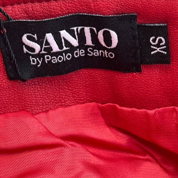 Santo by Paolo De Santo Skirt Women's XS Red Leather Zipper Back Skirt NWT - Picture 10 of 13